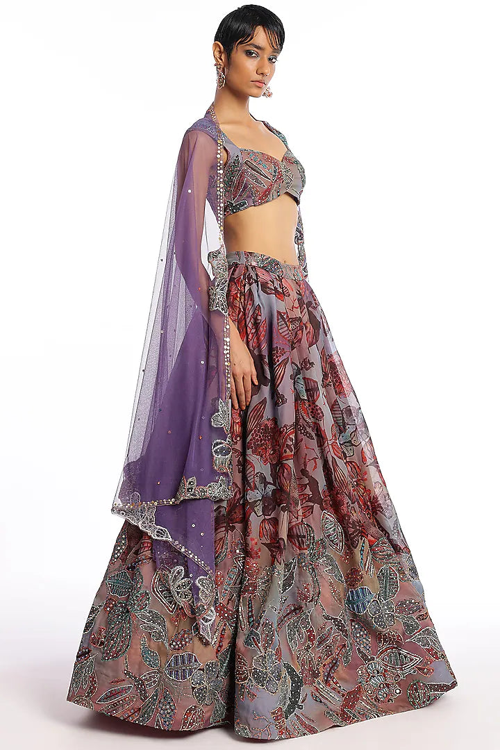 Catawba Organza Printed Applique Embellished Lehenga Set