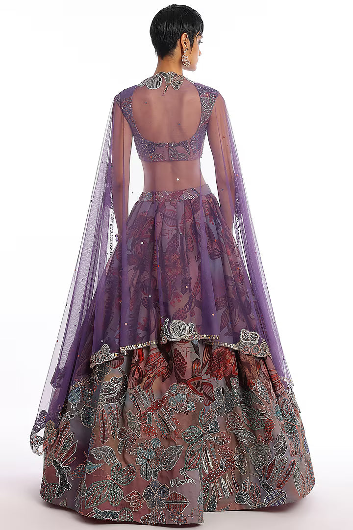 Catawba Organza Printed Applique Embellished Lehenga Set