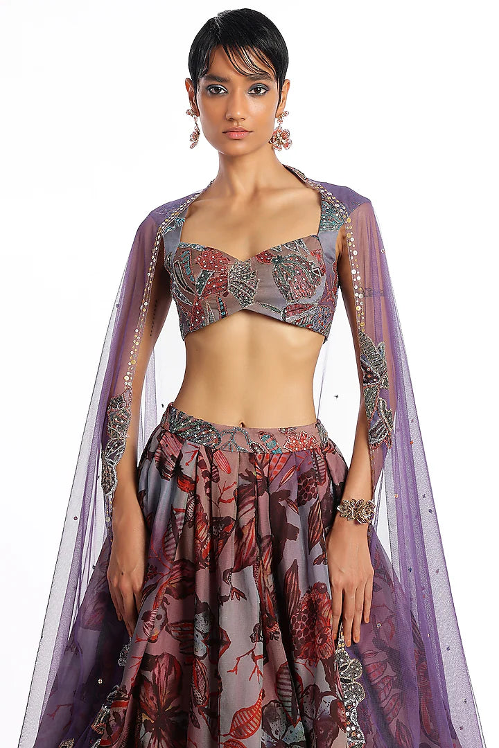 Catawba Organza Printed Applique Embellished Lehenga Set