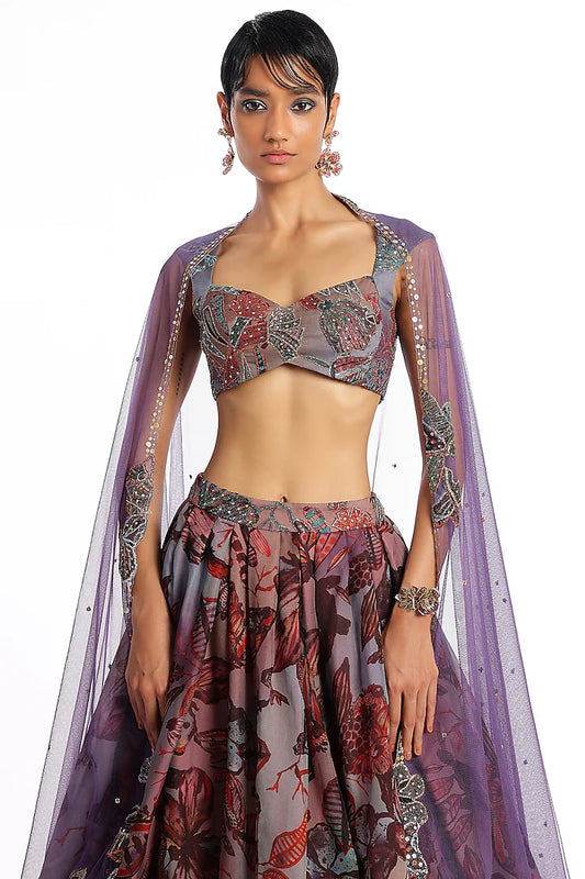 Catawba Organza Printed Applique Embellished Lehenga Set