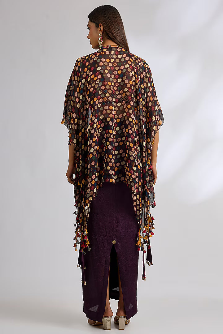Purple Sheer Silk Jacket Set