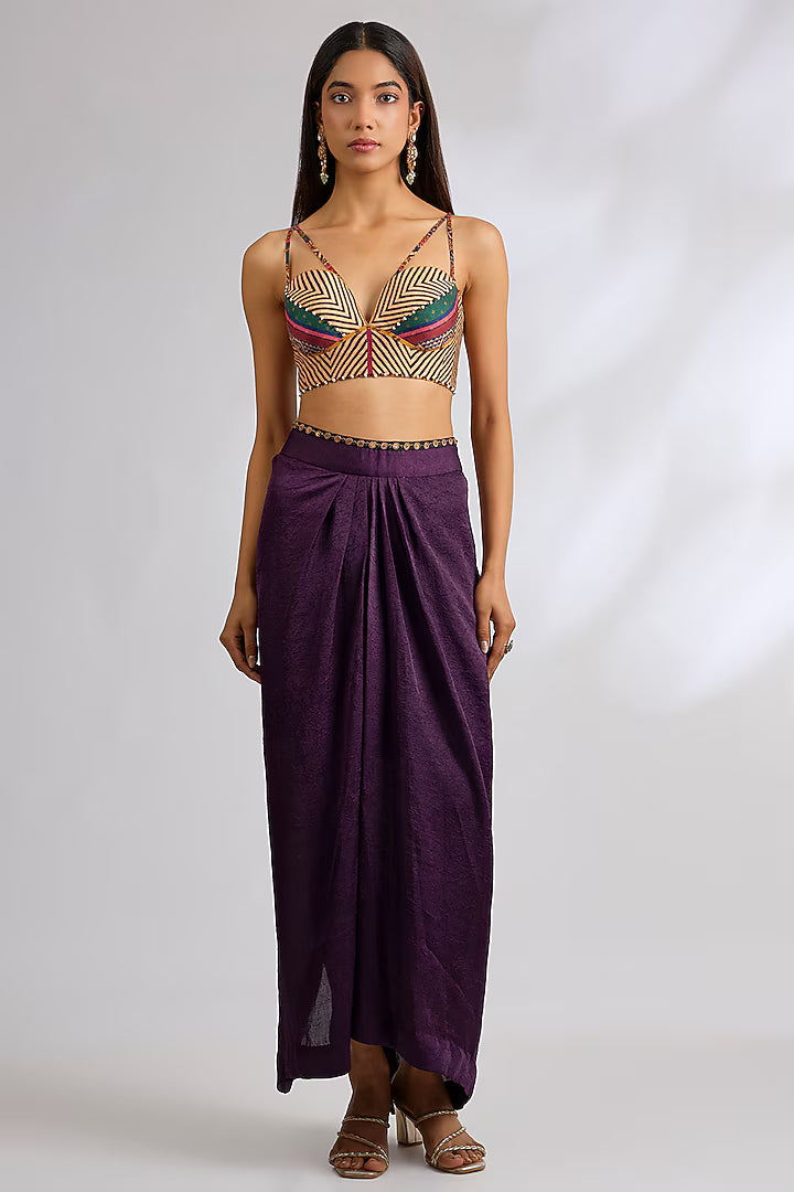 Purple Sheer Silk Jacket Set